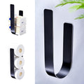 Toilet Paper Storage Wall Mount, Adhesive Toilet Paper Roll Storage for Bathroom Camper, Wall Spare Toilet Paper Holder Extra TP Holder Stand, Metal Matte Black Tissue Holder Organizer