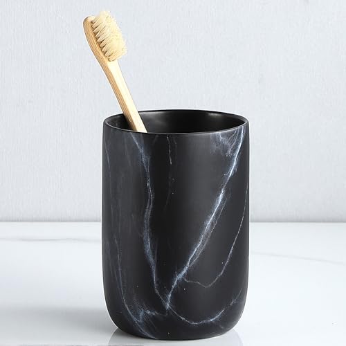 Black Marble Toothbrush Holder - Ceramic Toothbrush Holders for Bathrooms Toothbrush Toothpaste Holders Set, Black Bathroom Tumbler Cups Reusable Toothbrush Mouthwash Cup, Bathroom Counter Organizer. - color: Black Marble, size: 1pcs