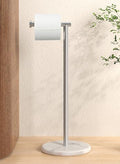 KES Toilet Paper Holder Stand, Freestanding Toilet Paper Roll Holder with Modern Natural Marble Base, White Freestanding Toilet Tissue Holder SUS304 Stainless Steel Brushed Finish BPH284S1-2 - color: Brushed Steel, size: 20.6"H