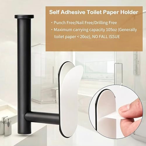 JOPOFI Toilet Paper Holder - Adhesive Toilet Paper Holder - Matte Black | Toilet Paper Holder Wall Mount for Bathroom,Stainless Steel Command Strip Toilet Paper Roll Holder Stick On Wall,No Drilling - color: Matte Black, size: 1pcs