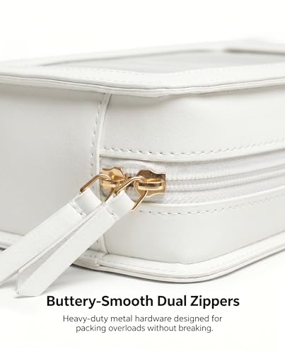 LETGO Clear Makeup Bags, TSA Approved Toiletry Bag with Zipper,Transaparent Beach Makeup Organizer Bag for Beach Travel Essentials,Clear Cosmetic Bags for Women Men(O-Beige) - color: O-Beige