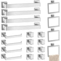 Bathroom Accessories Towel Bar Set: 20 Pieces Brushed Nickel Square Bathroom Hardware SUS304 Stainless Steel - Wall Mounted Towel Rack&Toilet Paper Holder&Towel Ring and Towel Hook - color: Brushed Nickel, size: 16inch 20 Pieces