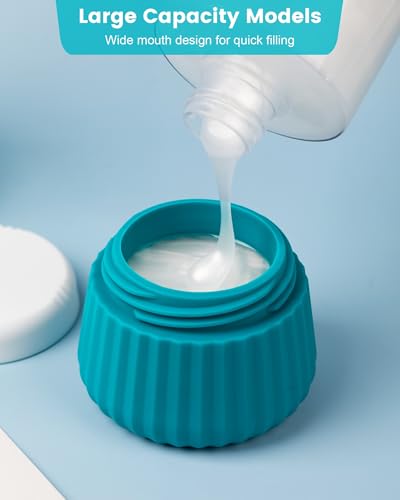 Mrsdry Travel Containers for Toiletries 4 Pack, TSA Approved Travel Size Toiletries, Travel Size Containers, With Clear Bag Leak Proof Silicone Jars, Travel Essentials Creams Jars Carrying Small Items - color: Ocean Sunset, size: 3 oz