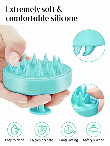 HEETA Scalp Massager Hair Growth, Soft Silicone Scalp Scrubber Shampoo Brush for Exfoliation, Dandruff Removal Head Massage Stress Relax, Wet & Dry Use for Thick Thin Curly Hair Care, Green - color: 02-green