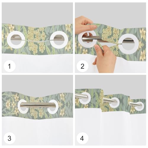 No Hook Farmhouse Floral Shower Curtain with Snap in Liner Set | 71x74 Inch Shower Curtains for Classic Farmhouse Bathroom, Sage Green Botanical Garden Bath Curtain with Mesh Top Window - color: Floral-a