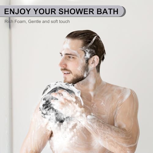 MTDLYICE Loofah Sponge XXL-100g 4 Pack, Bath Sponge Soft Mesh Shower Puff Loofah for Men, Exfoliating Body Scrubber for Women, Shower Accessories (Black) - style: 100g Black