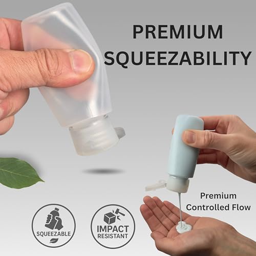 2oz 8-Pieces TSA Approved Translucent Squeeze Bottles with Flip Cap & Extra Screw Caps, Leak Proof, FDA Compliant. Safe for Premium Costmetic, Shampoo, Conditioner DIY projects and Camping. - style: LDPE Flip Cap