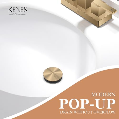 KENES Champagne Bronze Bathroom Sink Drain Without Overflow, Pop Up Bathroom Sink Drain Assembly Anti Clog Vessel Pop Up Sink Drain Stopper Lavatory Bathroom Vanity Sink Drain - color: Champagne Bronze, size: Big Pop up Cap (Without Overflow)