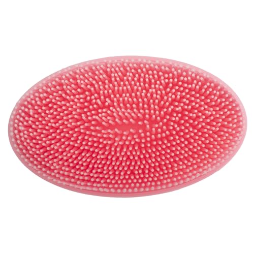 DNC Exfoliating Silicone Body Scrubber Shower Bath Body Brush Easy to Clean, Lathers Well, Eco Friendly (Pink) - color: Pink
