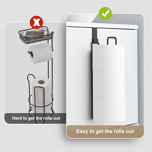 Black Toilet Paper Holder with Storage Extra 3 Roll Tissue, Over The Tank Toilet Paper Roll Holder Wall Mount, Matte Black Camper Accessories Tissue Holder, Small Bathroom Essential for New Home, 1Pcs - color: Black, 1pcs, 12.99in