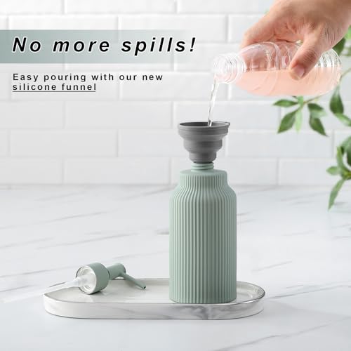 Modern Ceramic Soap Dispenser for Bathroom，14oz Ceramic Soft Touch Hand Lotion Dispenser with Pump，Liquid soap Dispenser for Kitchen (Green) - color: Green