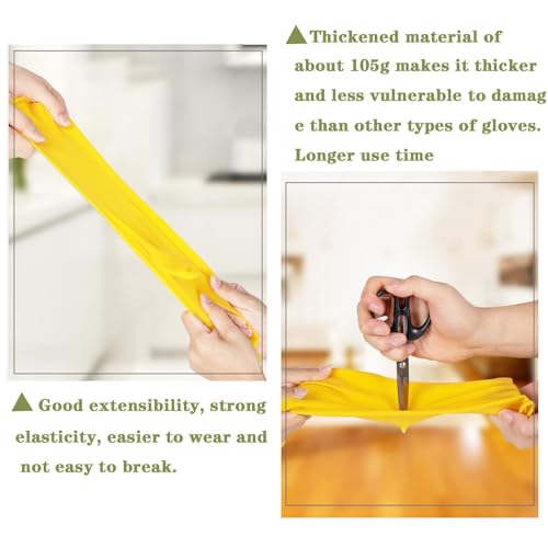 8 Pairs Reusable Household Cleaning Gloves, Rubber Kitchen Dishwashing Gloves,Extra Thickness, Long Sleeves, for Washing Dishes, Pet Care(Large, Yellow) - size: Large (Pack of 8)