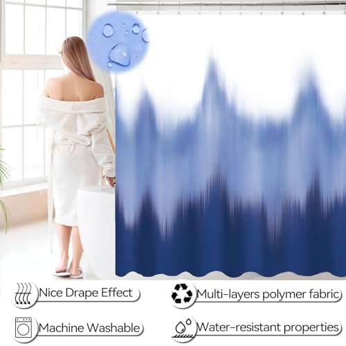 iMucci Bathroom Accessories Bathroom Sets with Shower Curtain, Bath Towel Set, Trash Can, Toilet Brush, Soap Dispenser, Bathroom Accessories Set Complete - size: Bath Set+Shower Curtain+Bath Towel Set, style: Navy Blue