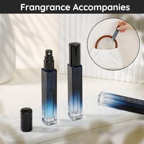 Segbeauty 10ml Perfume Refillable, 2pcs Mini Atomizer Sprayer for Toiletries, Empty Glass Spray Bottles with Refill Tool Kit - Gradient Blue - color: Blue, style: Mini Bottles