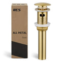 KES Vessel Sink Drain Pop Up Drain with Overflow Bathroom Stopper Assembly Brushed Gold for 1.6"-1.9" Sink Hole, All Metal Rustproof Brass and 304 Stainless Steel, S2008A-BZ - color: Brushed Gold, style: With Overflow, 1 Pack