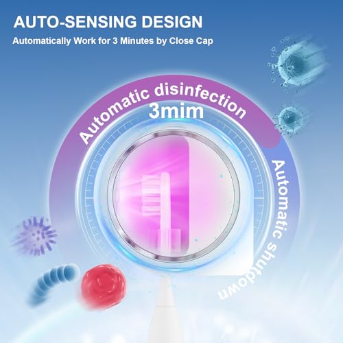 UV Toothbrush Sanitizer Holder, Toothbrush Sanitizer and Holder Cover Caps with Fan Drying, Rechargeable Portable Toothbrush Cleaner Case Fits Most Electric and Manual Toothbrushes (White) - color: White