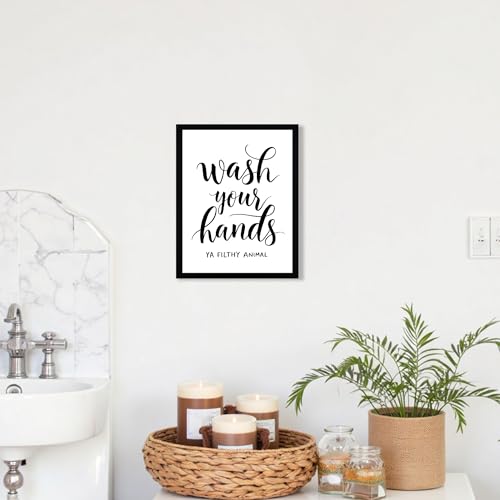 Urmoya Black and White Simple Bathroom Canvas Wall Art, Funny Small Bathroom Wall Decor, Rustic Sign Decoration Art Prints For Toilet Restroom Tabletop Desk 8x10 Inch Wood Framed - color: Character, size: 10"L x 8"W