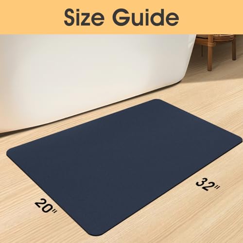 ACCUMTEK Non Slip Bath Mat, Thin Bathroom Rugs Fit Under Door, Quick Dry Bath Mats, Machine Washable Bath Rugs for Bathroom, Bathtub & Kitchen, Bathtub, Dark Blue/Solid/36 x24 - color: Dark Blue, size: 2' x 3' (Rectangular)