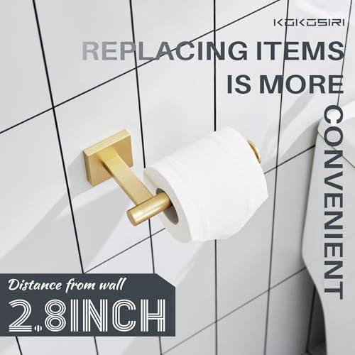 KOKOSIRI Toilet Paper Holder Tissue Paper Dispenser for Bathroom Toilet Roll Holder Wall Mounted, Brushed Gold Stainless Steel B2008BG - color: Brushed Gold, size: Vertical
