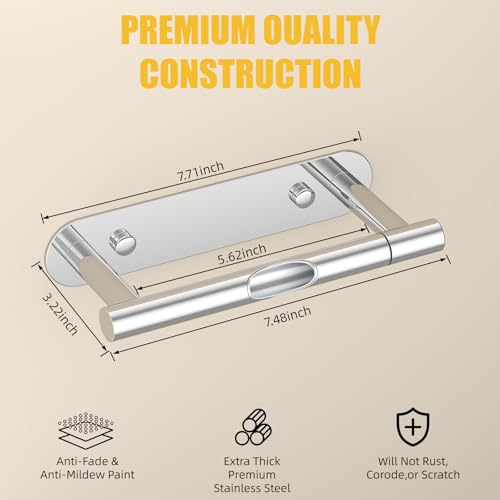 BESy Adhesive or Screw Toilet Paper Holder Wall Mount Rustproof Modern Roll Holder Flexible Pivoting Adjustable Tissue Handle with Self Adhesive or Mounted with Screws Stainless Steel Polished Chrome - color: Polished Chrome