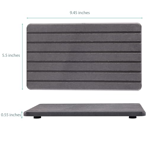 NiuYichee 2 PCS Water Absorbent diatomite Coasters, 9.5" x 5.5" Water Absorbing Stone Tray for Sink, Stone Drying mat for Kitchen Counter, Stone soap Tray Used for Hand Soaps & toiletries & Plants - color: Dark Grey, size: 9.5 x 5.5 inches