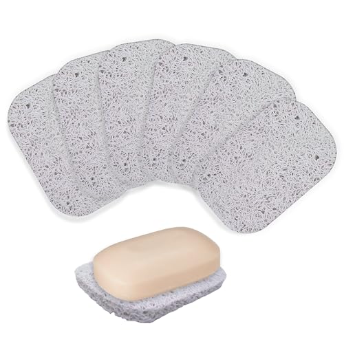 Gadgetime USA Soap Saver Pad - 6 Pack Soap Holder for Kitchen & Bathroom Use - Durable Non Slip Soap Dish, Shampoo Bar & Dish Soap - Large Size & Easy to Wash - Perfect for Travel - Self Draining