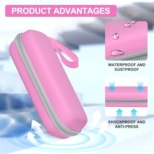 Travel Case for Oral-B/Oral-B Pro/Phlips Sonicare Electric Toothbrush with 2pcs Toothbrush Heads Cover Cap, Portable Hard Protective Storage Bag with Accessories Storage (Pink) - color: Pink Case and 2 Caps