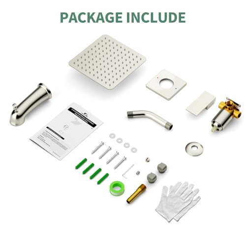SunCleanse Tub Shower Faucet Set with Pressure Balance Valve, 8-Inch Rain Shower Head and Tub Spout, Single-Handle Shower Trim Kit, Shower Head and Handle Set for Bathroom, Brushed Nickel - color: Brushed Nickel
