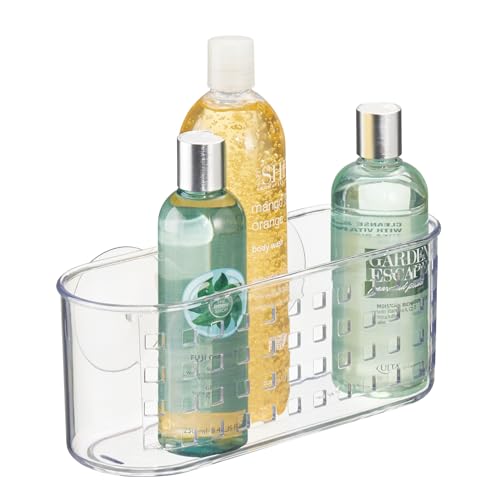 iDesign Hanging Suction Shower Caddy Basket, Clear | Bathroom Storage, Made in USA