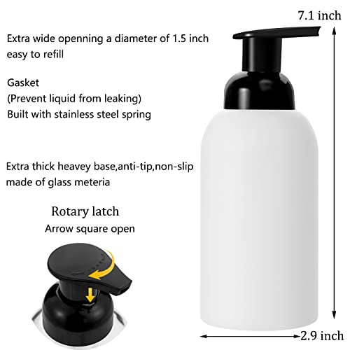 rejomiik 2 Pack Foaming Soap Dispenser Thick Glass Foam Hand Soap Dispenser for Bathroom or Kitchen Sink, 13 oz Pump Bottles for Hand soap, Body Wash, Matte Black and White - color: Black and White