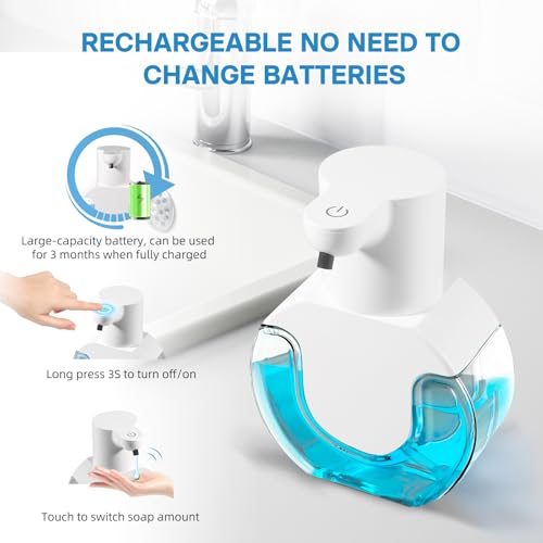 2 Pack Automatic Liquid Soap Dispenser,14.2oz/420ML Touchless Automatic Soap Dispenser,Rechargeabled Wall Mounted Smart Pump for Bathroom Kitchen - color: White, style: 2 Pack Liquid