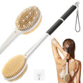 Shower Brush for Massage Dry Brushing: Back Scrubber for Shower with 18.1 in Anti Slip Long Handle - Bath Body Brush for Lymphatic Drainage Exfoliator Improving Skin Health for Women Men Elderly Black - size: Long Handle 18.1 in-Black