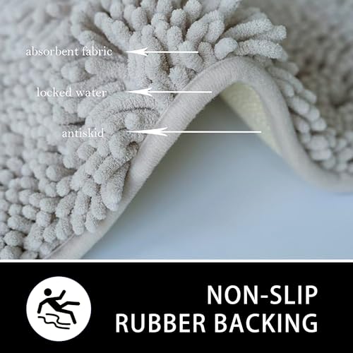 U-Shaped Toilet Rug, Chenille Contour Bathroom Mat, Non-Slip PVC Backing, Machine Washable, 20x20, Light Grey - color: Light Grey, size: 1'8" x 1'8" (20"x 20"U)