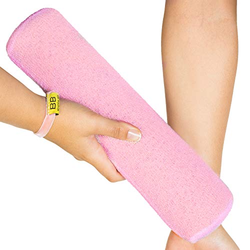 Back Scrubber for Shower - Beautiful Bod Patented 13-Inch Exfoliating Loofah with Built-in Handle, Easily Reaches Entire Back, Full Body Shower Scrubber for Back Washing, Exfoliation & Skin Smoothing - color: Bright Pink