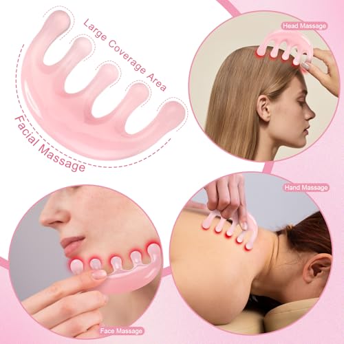 ProSuites 3Pcs Scalp Massage Tool for Head Massager Tool Pink Resin Gua Sha Comb for Relaxation Christmas,Stocking Stuffs - color: Pink