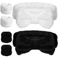 WSYUB Spa Wristbands and Headband Set for Face Washing, Self Care Gifts for Women & Teen Girls - color: Pure Black and White