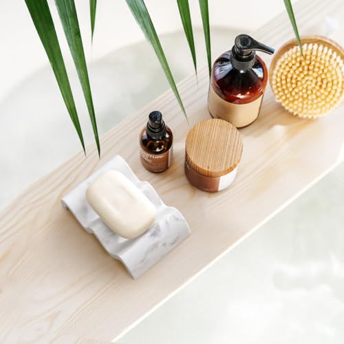 Luxspire Soap Dish, Marble Soap Dish, Self-draining Tray, Soap Holder Saver for Shower, Bathroom, Sink, Kitchen and Countertop, Gravel White - color: Gravel White