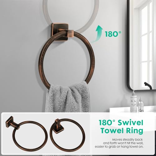 5 Piece Antique Bathroom Hardware Accessories Set Oil Rubbed Bronze,24 Inch Towel Bar Set,Towel Rack Set,Bathroom Towel Holder Set - color: Oil Rubbed Bronze