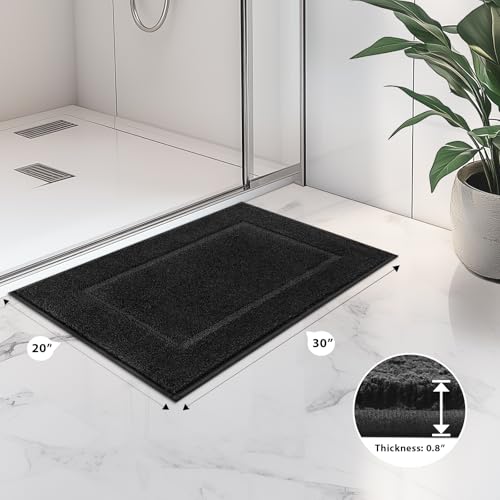 anllugs Bathroom Rugs 20" x 30", Non-Slip Extra Soft Absorbent Bath Rugs, Machine Washable Quick Dry Bath Mats for Bathroom Floor, Shower, Bathtub and Sink, Black - color: Black, size: 20" X 30"
