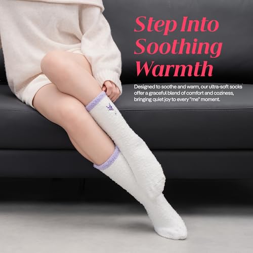 CoolMate Cozy Soft Cloud Socks, Fuzzy Socks for Women - color: D.01 - Embroidered Butterfly