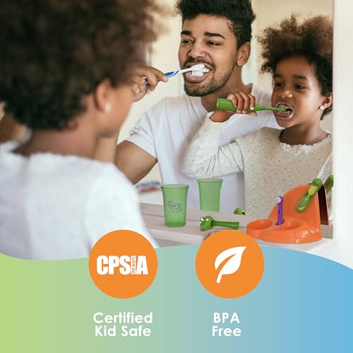 Brusheez Kids’ Electric Toothbrush Set - Safe & Effective for Ages 3+ - Parent Tested & Approved with Gentle Bristles, 2 Brush Heads, Rinse Cup, 2-Minute Timer, & Storage Base (Buddy the Bear) - color: Buddy the Bear