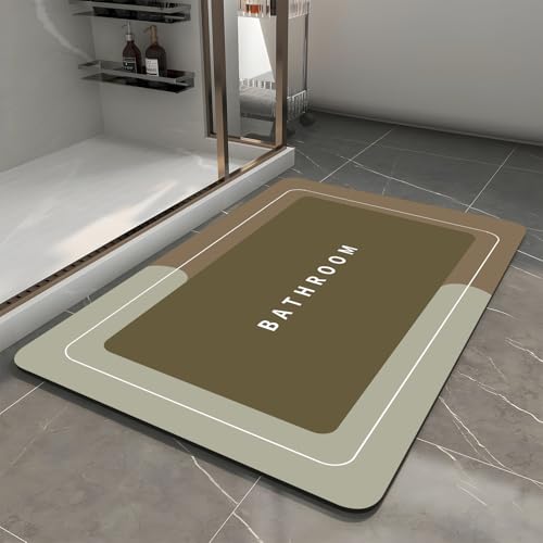 Bath Mat, Quick-Drying Non-Slip Thin Bathroom mat Super Absorbent Bath mats Rug-Bath Mats for Bathroom Floor Bathtub Vanity-Bathmat Bath Rug Easy Care Khaki 27.5" x15.7" - color: Khaki