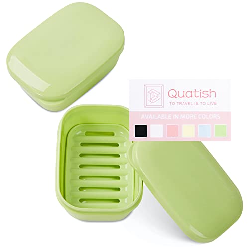 Quatish 2 Pack Travel Soap Container, Portable Soap Holder with Lid, Travel Bar Soap Holder, Soap Case for Camping Gym Travel, Soap Box for Bathroom,Green - color: Green