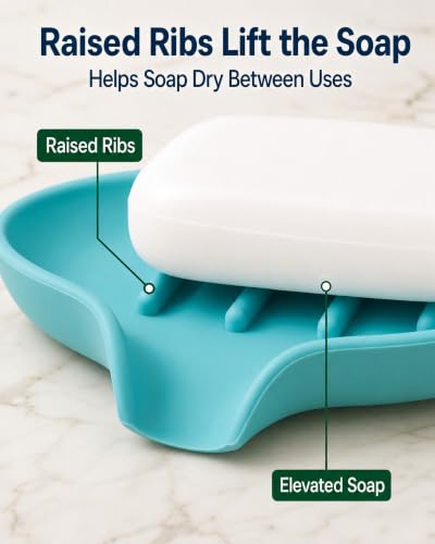 3 Pack Soap Bar Holder, AIMAIAIMAI Self Draining Soap Dish, Quick Drainage, Soap Dishes for Bathroom, Shower, Silicone Soap Tray for Kitchen, Dishwasher Safe (Green) - color: Green
