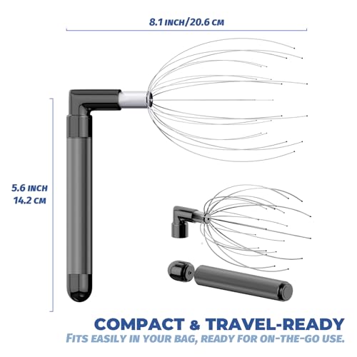 Head Massager Scalp, Vibrating Electric Scalp Massagers, Battery Powered Head Scratchers Massager Whisk Hair Massage Relax Tool with 20 Metal Fingers for Stress Relief, ldeal Gift for Women & Men - color: Gunmetal Gray