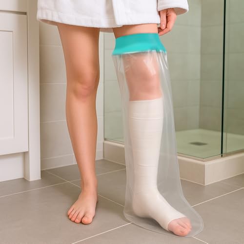 Cast Covers for Shower Leg, Waterproof Cast Cover for Showering/Swimming, Cast Protector for Shower Leg Adult, Water Proof Shower Boots for Foot after Surgery, Knee, Ankle, Boot (Diameter-7.9") - color: Leg, style: Reinforced Green