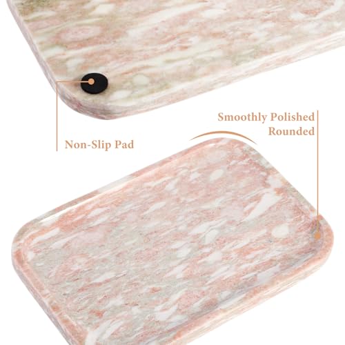 Karibiber Marble Vanity Tray, Marble Bathroom Tray Countertop, Decorative Tray for Dresser, Rosso Red Stone Serving Trays for Kitchen, Perfume, Jewelry Candle Holder, Catch All - color: Norway-rosso Red