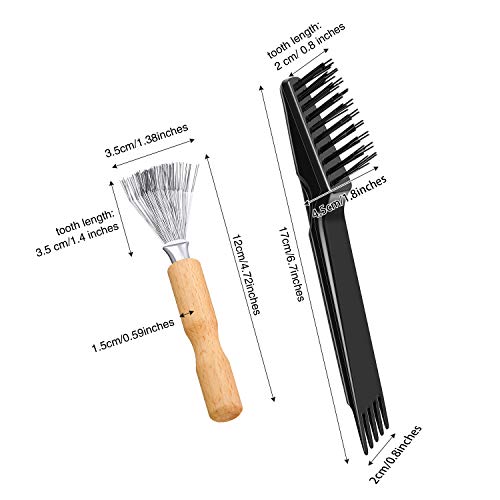 Boao 4 Pcs Hair Brush Cleaning Tool Set Mini Hair Cleaning Brush Tool Wooden Handle Mini Rakes for Removing Dust Home Salon Use(Black) - color: Black