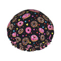 Doughnut Donuts Shower Cap For Women Reusable Waterproof Double Layers Bath Cap Hair Protection Elastic Ladies Spa Salon Shower Hat - color: Doughnut Donuts