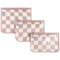 Tiny Twinkle Diaper Bag Organizing Pouches|3 Pack Mess-Proof Clear Front Travel Organizer Bags&TSA Approved Toiletry Bag Set for Baby and Mom Essentials - color: Beige Checkers